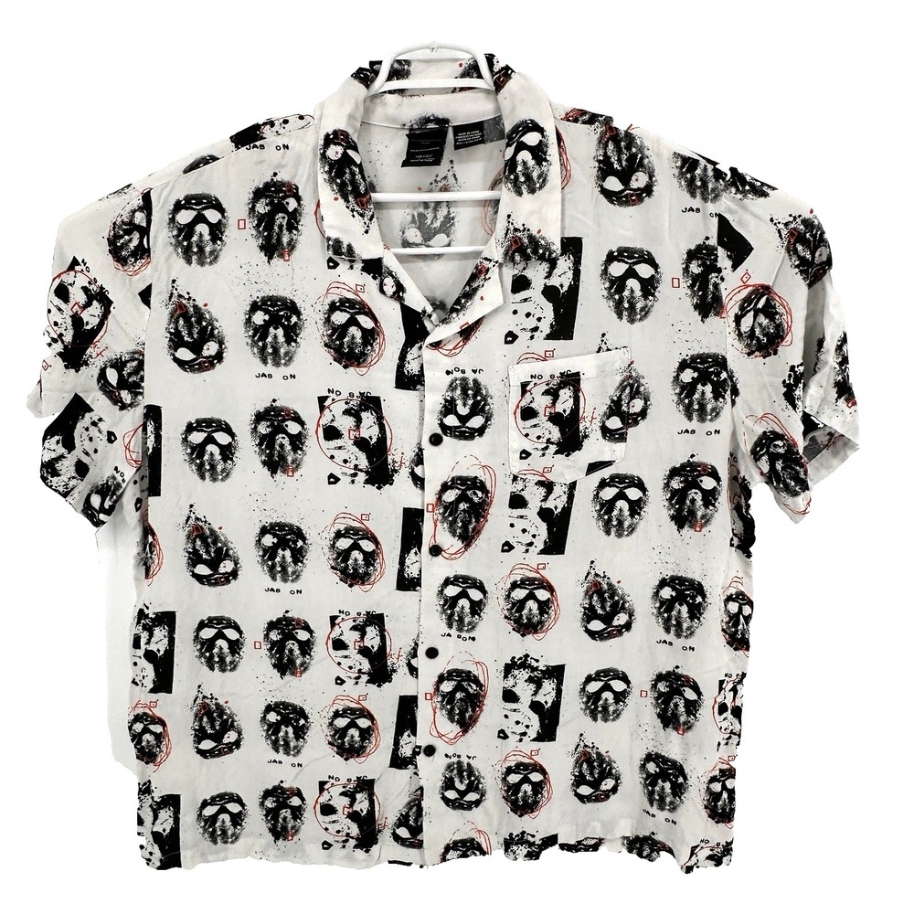 Friday The 13th Shirt Mens 3XL White Jason Voorhees Mask Graphic Horror Vacation